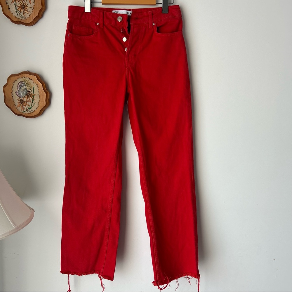 Zara Red Straight Leg Women's Jeans